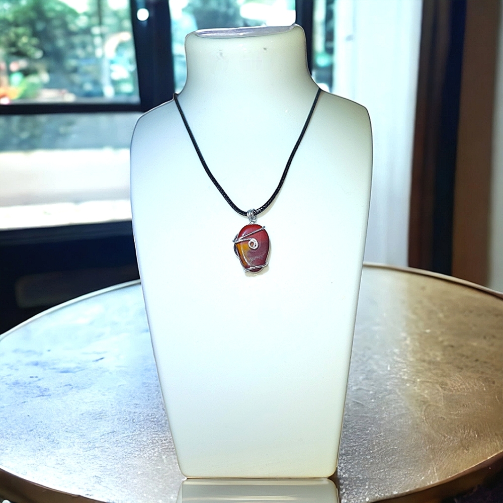 Hand Made Red Jasper Wire Wrap Pendant